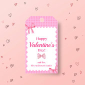 Pink Checkered Valentine Gift Tag Bow & Ribbon Geschenkanhänger
