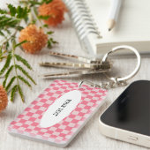 Pink Checks Custom Schlüsselanhänger (Vorderseite rechts)