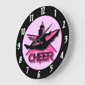 Pink Cheer Große Wanduhr (Winkel)