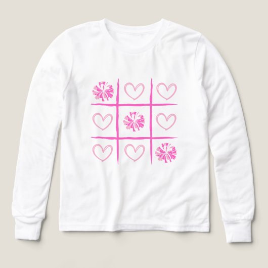 Pink Cheer Tic-Tac-Toe Valentine's Day Shirt (Design Vorderseite)