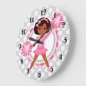 Pink Cheerleader African American - Niedlich Cheer Große Wanduhr (Winkel)