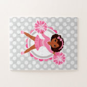 Pink Cheerleader African American - Niedlich Cheer Puzzle (Horizontal)
