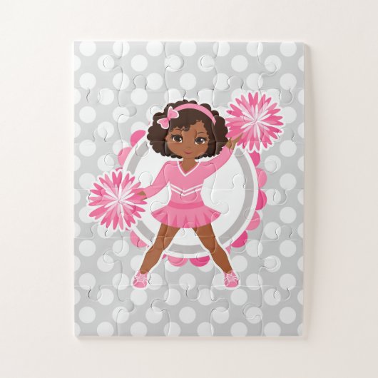 Pink Cheerleader African American - Niedlich Cheer Puzzle (Vertikal)