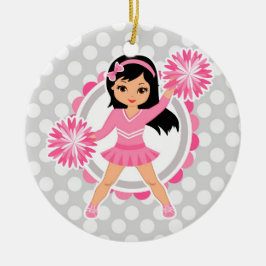 Pink Cheerleader Black Hair - Niedlich Cheerleader Keramik Ornament