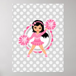 Pink Cheerleader Black Hair - Niedlich Cheerleader Poster