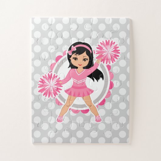 Pink Cheerleader Black Hair - Niedlich Cheerleader Puzzle (Vertikal)