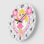 Pink Cheerleader Blonde - Niedlich Cheer Große Wanduhr (Winkel)