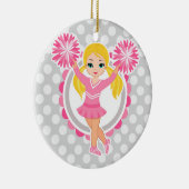 Pink Cheerleader Blonde - Niedlich Cheer Keramik Ornament (Rechts)