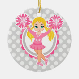 Pink Cheerleader Blonde - Niedlich Cheer Keramik Ornament