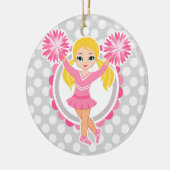 Pink Cheerleader Blonde - Niedlich Cheer Keramik Ornament (Links)