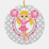 Pink Cheerleader Blonde - Niedlich Cheer Keramik Ornament (Hinten)