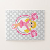 Pink Cheerleader Blonde - Niedlich Cheer Puzzle (Horizontal)