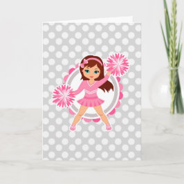 Pink Cheerleader Brünett - Niedlich Cheerleader Karte