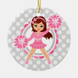 Pink Cheerleader Brünett - Niedlich Cheerleader Keramik Ornament