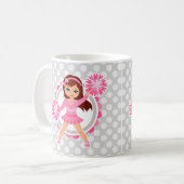 Pink Cheerleader Brünett - Niedlicher Cheerleader Kaffeetasse (Vorderseite Links)