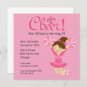 Pink Cheerleader Cheerleader Cheerleader Cheerday Einladung (Vorne/Hinten)