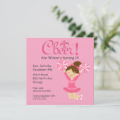 Pink Cheerleader Cheerleader Cheerleader Cheerday  Einladung (Stehend Vorderseite)