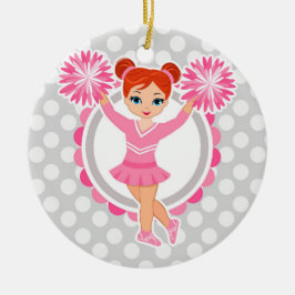 Pink Cheerleader Redhead - Niedlich Cheerleader Keramik Ornament
