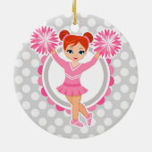 Pink Cheerleader Redhead - Niedlich Cheerleader Keramik Ornament (Hinten)