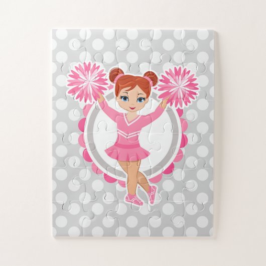 Pink Cheerleader Redhead - Niedlich Cheerleader Puzzle (Vertikal)