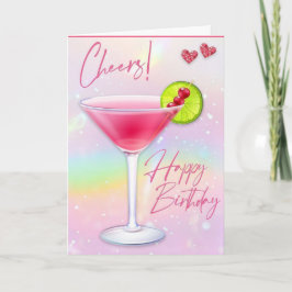 Pink Cheers Happy Birthday Grußkarte Karte