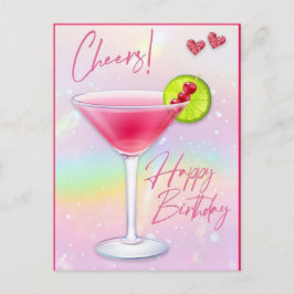 Pink Cheers Happy Birthday Grußkarte Postkarte