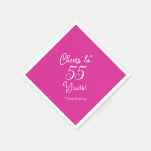 Pink Cheers to 55 Years 55 th Birthday Serviette