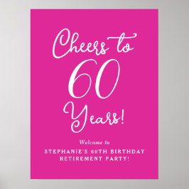 Pink Cheers to 60 Years Retirement Party Poster