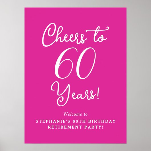 Pink Cheers to 60 Years Retirement Party Poster (Vorne)