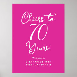 Pink Cheers to 70 Years Birthday Welcome Sign Poster