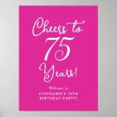 Pink Cheers to 75 Years 75 th Birthday Welcome Sig Poster (Vorne)