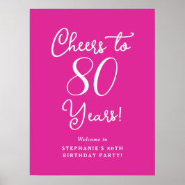 Pink Cheers to 80 Years Birthday Willkommen Poster
