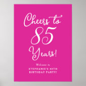 Pink Cheers to 85 Years 85 th Birthday Welcome Sig Poster (Vorne)
