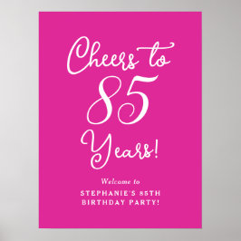 Pink Cheers to 85 Years 85 th Birthday Welcome Sig Poster