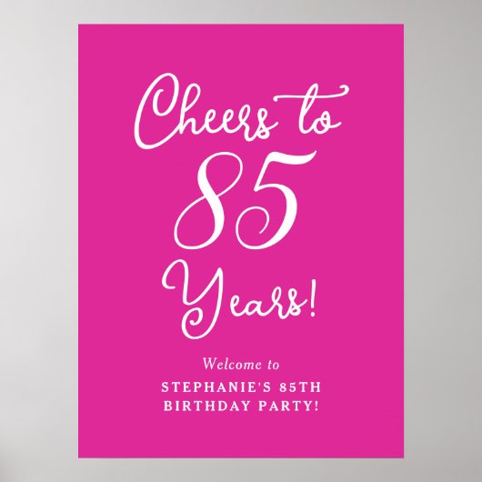 Pink Cheers to 85 Years 85 th Birthday Welcome Sig Poster (Vorne)