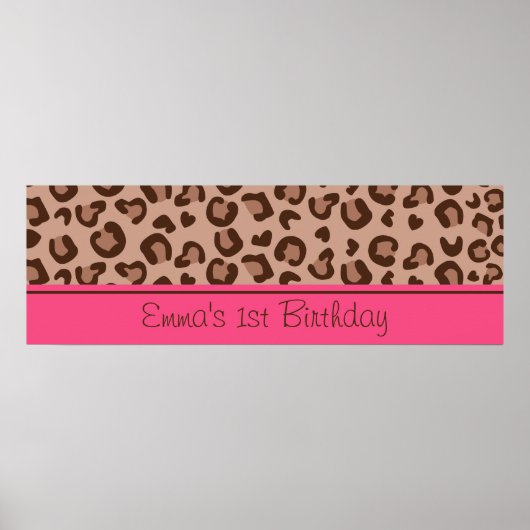 Pink Cheetah Birthday Banner Poster (Vorne)
