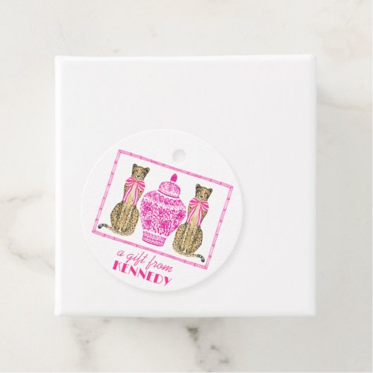 Pink Cheetah Chinoserie Geschenk Tag Geschenkanhänger (Beispiel)