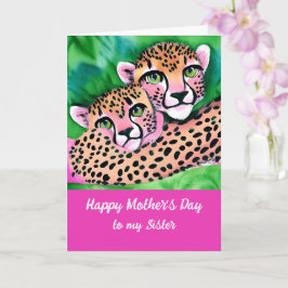 Pink Cheetah Cub + Mama Schwester Mütter Tag Karte