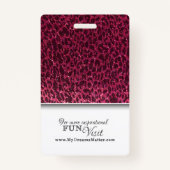 Pink Cheetah Glitzer Beruflich Nurve Foto Name Ausweis (Rückseite)