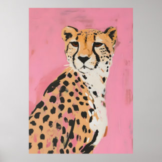 Pink Cheetah Kunstprint – Moderne Safari-Wandkunst Poster