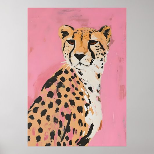 Pink Cheetah Kunstprint – Moderne Safari-Wandkunst Poster (Vorne)