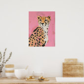 Pink Cheetah Kunstprint – Moderne Safari Wandkunst Poster (Küche)