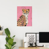 Pink Cheetah Kunstprint – Moderne Safari Wandkunst Poster (Heimbüro)