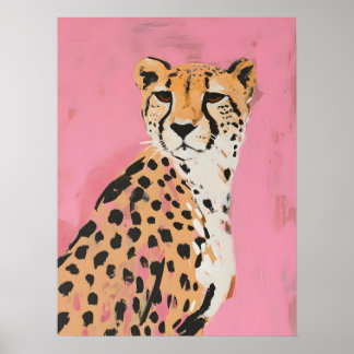 Pink Cheetah Kunstprint – Moderne Safari Wandkunst Poster