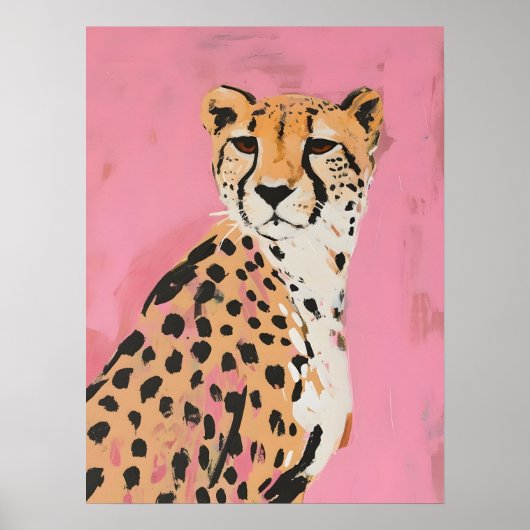 Pink Cheetah Kunstprint – Moderne Safari Wandkunst Poster (Vorne)