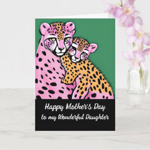 Pink Cheetah Mama + Kindermädchen Tag Karte