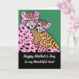 Pink Cheetah Mama + Kindertante Mütter Tag Karte