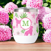 Pink Cheetah Preppy Monogram Pink Background