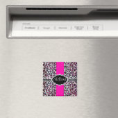 Pink Cheetah Print Diamond Monogram Magnet (In Situ (Geschirrspüler))