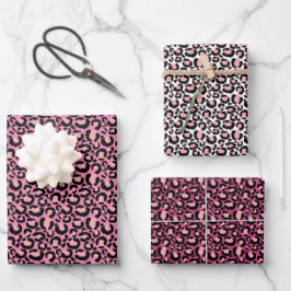 Pink Cheetah Print Geschenkpapier Set
